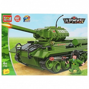 Конструктор Танк Т-34, с фигуркой, 353 детали (Город мастеров, 7190-UU)