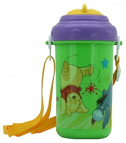 Поильник Медвежонок Винни – Винни, 360 мл, с трубочкой и ремешком (Lubby, 13601/144/12_Винни)