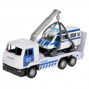 Набор металлических моделей – инерционный Камаз Эвакуатор 12 см, и ГАЗ Газель 7,5 см (Технопарк, SB-17-24-V-WB)