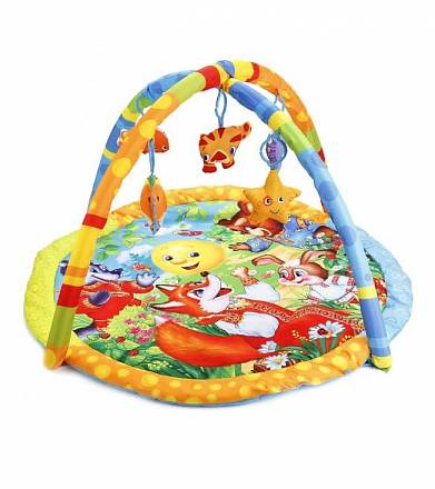 Коврик детский - Колобок, с мягкими игрушками на подвеске, в сумке 