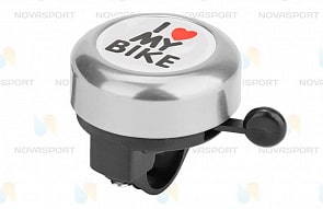 Звонок алюминий 45AE-06, дизайн - I love my bike, цвет чёрно-серебристый (RT, 7146RT)