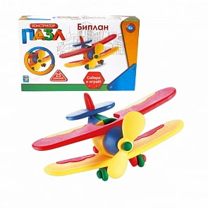 Конструктор-пазл - Биплан, 25 деталей (1Toy, Т59948)