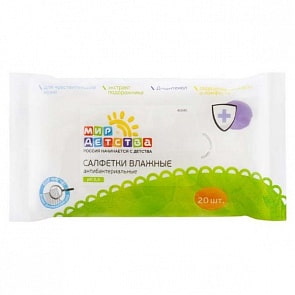 Салфетки антибактериальные, влажные (Мир Детства, 40040)