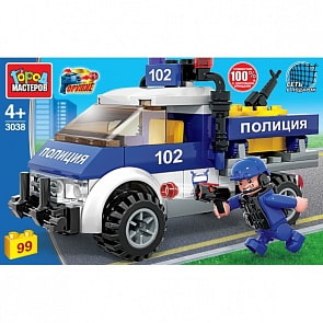 Конструктор Полицейский пикап, с фигуркой, 99 детали (Город мастеров, 3038-KK)