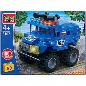Конструктор Полицейский джип 80 деталей (Город мастеров, 3197-LB)