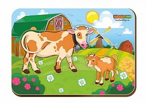 Деревянный вкладыш - Мама и детеныш, коровы (Сибирский Сувенир, 011314)