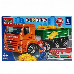 Конструктор Город мастеров – Камаз бортовой с инерцией, с фигуркой, 98 деталей (Город мастеров, 5079-KK)