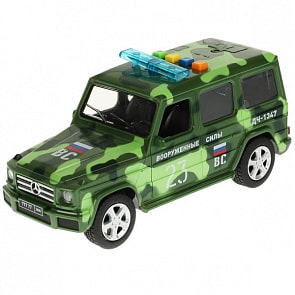 Модель Mercedes-Benz G-Class свет-звук 22 см двери и багажник открываются пластиковая (Технопарк, GCLASS-21PLMIL-GN)