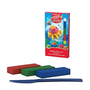 Пластилин ArtBerry с Алоэ Вера, 6 цветов/108 г, со стеком (Erich Krause, 41760EK)