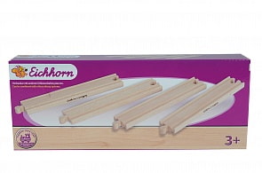 Набор прямых элементов деревянной железной дороги, 20,5 см, 4 детали (Eichhorn, 100001411)