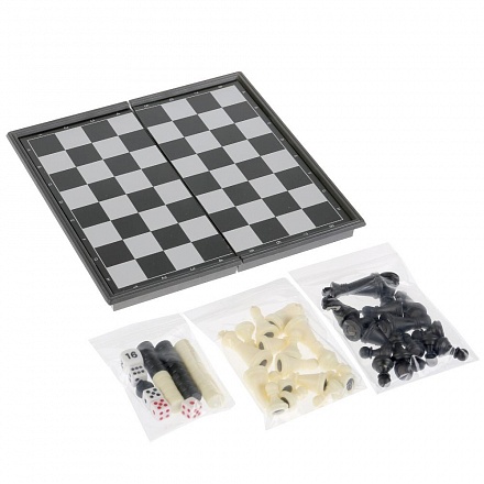 Игра настольная магнитная - Шашки-шахматы-нарды 