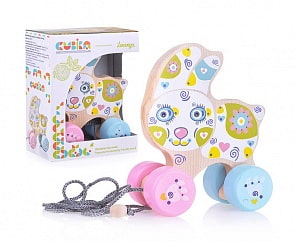 Каталка деревянная - Веселый зайчонок с веревочкой (Cubika, 13333)