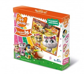 Пазл 44 Котенка. Котята, 36 деталей, наклейки (Origami, 04967)