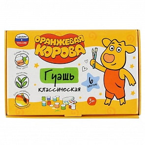 Гуашь - Оранжевая корова, 6 цветов, 20 мл (Умка, G6-52064-ORCOW)
