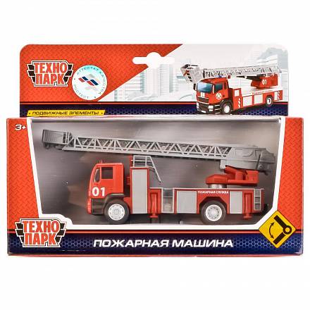Металлическая машинка – Пожарная, 1:64, длина 15 см., подвижные элементы 