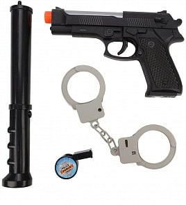 Игровой набор - Полиция, автомат, электрошокер, наручники, свет, звук (Наша Игрушка, M0189)