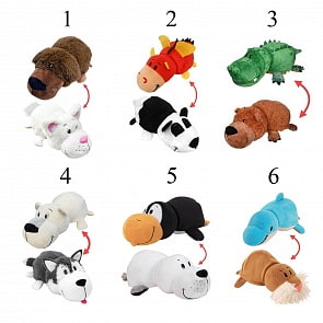Плюшевая игрушка-вывернушка 2 в 1, 20 см, 6 видов (1Toy, Т10875_А) (ассортимент)