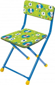 Стул детский складной мягкий из моющейся ткани, зеленый с совушками (Nika, СТУ3_совушки_зелёные)