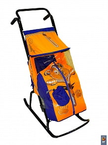 Санки-коляска - Снегурочка-2-Р – Медвежонок, цвет синий-оранжевый (RT, 3541RT)