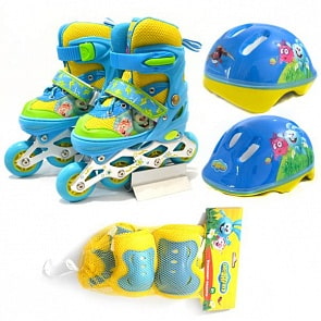 Набор - Смешарики, раздвижные ролики размер 30-33, защита и шлем (SME30-33ASETsim)
