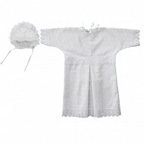 Крестильная рубашка и чепчик для мальчика, белые (Золотой Гусь, 11181-z)