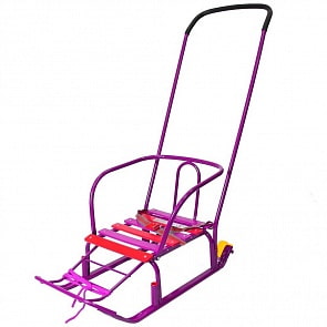 Санки Считалочка Девятка с высокой спинкой, с колесиками, сиреневые (RT, 6764rt)