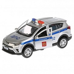 Инерционная машинка – Toyota RAV4 Полиция. Металл, 12 см, свет и звук (Технопарк, RAV4-P- SL)