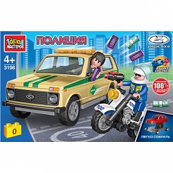 Конструктор Полицейская погоня за угнанной Lada 4x4 81 деталь (Город мастеров, 3198-CY) - миниатюра