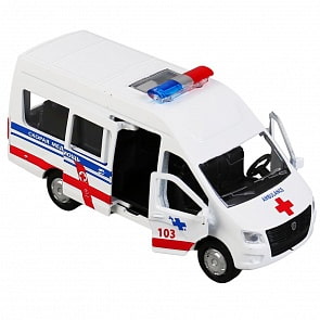 Фургон Газ - Газель Next скорая, инерционный, открываются двери, 12 см (Технопарк, SB-18-19-WO-WB)