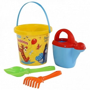 Набор Disney Винни и его друзья №9: ведро с наклейкой, лопатка №5, грабельки №5, лейка №10 (Полесье, 65605)