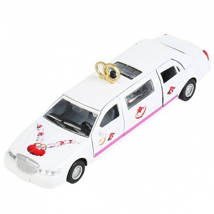 Модель Свадебный лимузин 17 см свет-звук двери открываются люк инерционная металлическая 