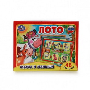 Лото бумажное - Мамы и малыши, 48 карточек (Умка, 4690590101216sim)
