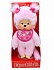 Мягкая игрушка – Девочка Мончичи в слюнявчике. 20 см, розовая шерстка  - миниатюра №1