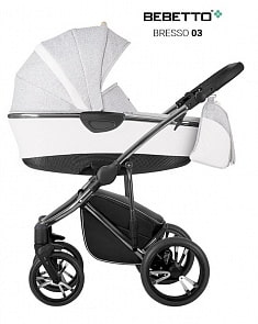 Детская коляска Bebetto Bresso Premium Class Chanel 2 в 1, шасси хромированное, цвет – светло-серый (Bebetto, WB168_03) 