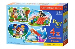 Пазл Сказочные друзья, 4 по 3/4/6/9 элементов (Castorland, B-005062)