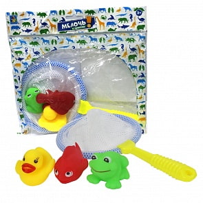Игровой набор для ванной – Мелочь, а приятно, с фигурками и сачком (1Toy, Т12473)