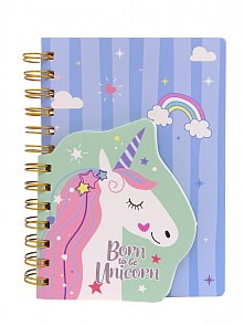 Блокнот Единорог мечтающий, с кольцами формат А5, цвет светло-синий (МихиМихи, MM07187)