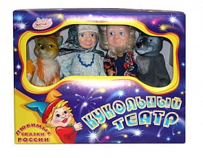 Кукольный театр, 4 персонажа: Дед, Бабка, Курочка, Медведь. + сценарий к сказкам, ширма (Весна, В1927/С1927)