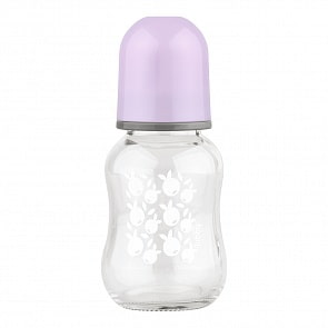 Бутылочка для кормления из серии Малыши и Малышки с соской молочной, от 0 мес, 120 мл, стеклянная (Lubby, 16032/48/6)