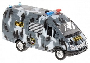Машина металлическая инерционная - Газель - ОМОН, со светом и звуком (Технопарк, CT-1276-19sim)
