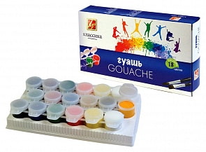 Гуашь – Классика, 18 цветов, блок-тара (Луч, 24С1485-08)