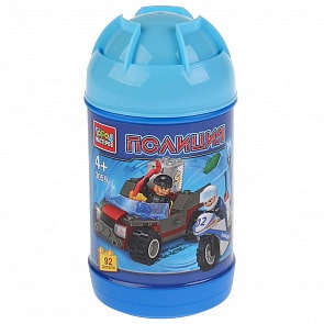 Конструктор из серии Полиция - Погоня, с фигурками, 92 детали в банке (Город мастеров, 3059-LL)