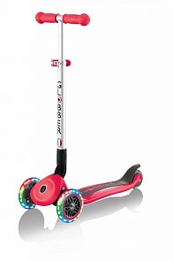 Самокат трехколесный Globber Primo Foldable Lights - красный (Globber, 432-102)