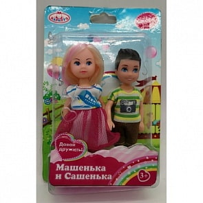 Набор из двух кукол Карапуз – Машенька и Сашенька, 12 см (Карапуз, MARY001-GB-BB)