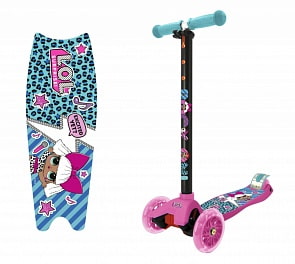 Трехколесный самокат - LOL, 12 и 8 см, свет (1toy, Т14734)