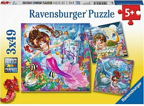 Пазл - Русалка, 3 пазла по 49 деталей (Ravensburger, 08063)