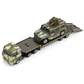 Транспортер Камаз с машиной 7,5 см, инерционный механизм (Технопарк, SB-17-33WB)