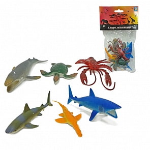 Набор морских животных 6 штук, В мире животных, 4 вида (1toy, Т50514) (ассортимент)