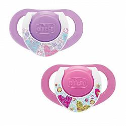 Пустышка силиконовая 12+, 2 шт, розовая (Chicco, 5718.00) - миниатюра