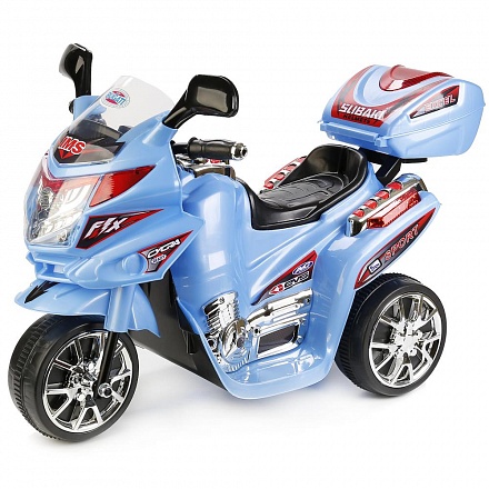 Мотоцикл Bugati на аккумуляторе, голубой, свет и звук 
